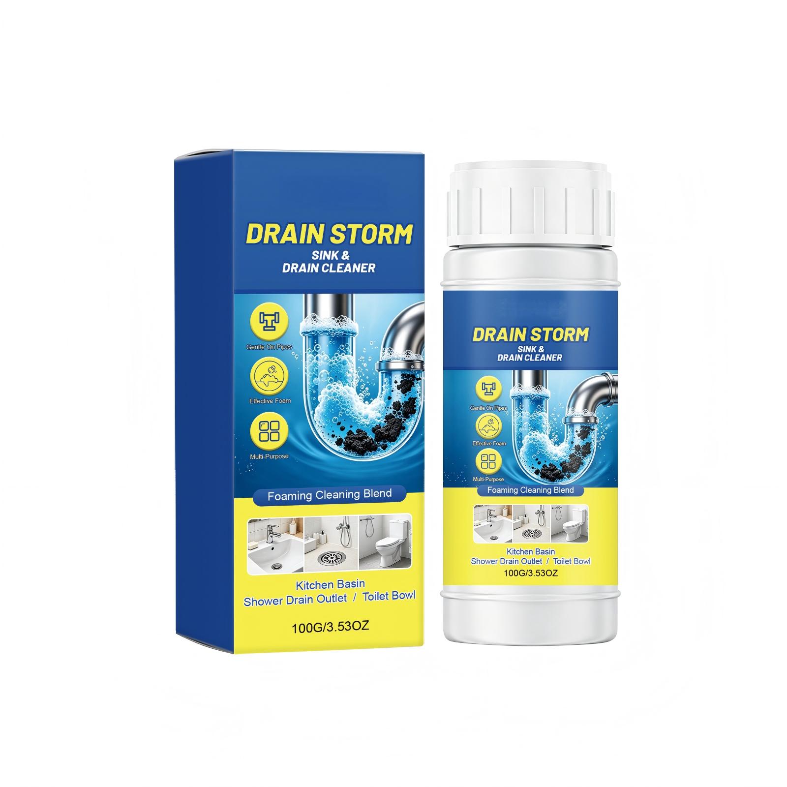 

Drain Storm Sink and Drain Cleaner 100g Foaming Cleaning Blend for Kitchen Basin Shower Drain Outlet Toilet Bowl Pipe Maintenance One Size синий
