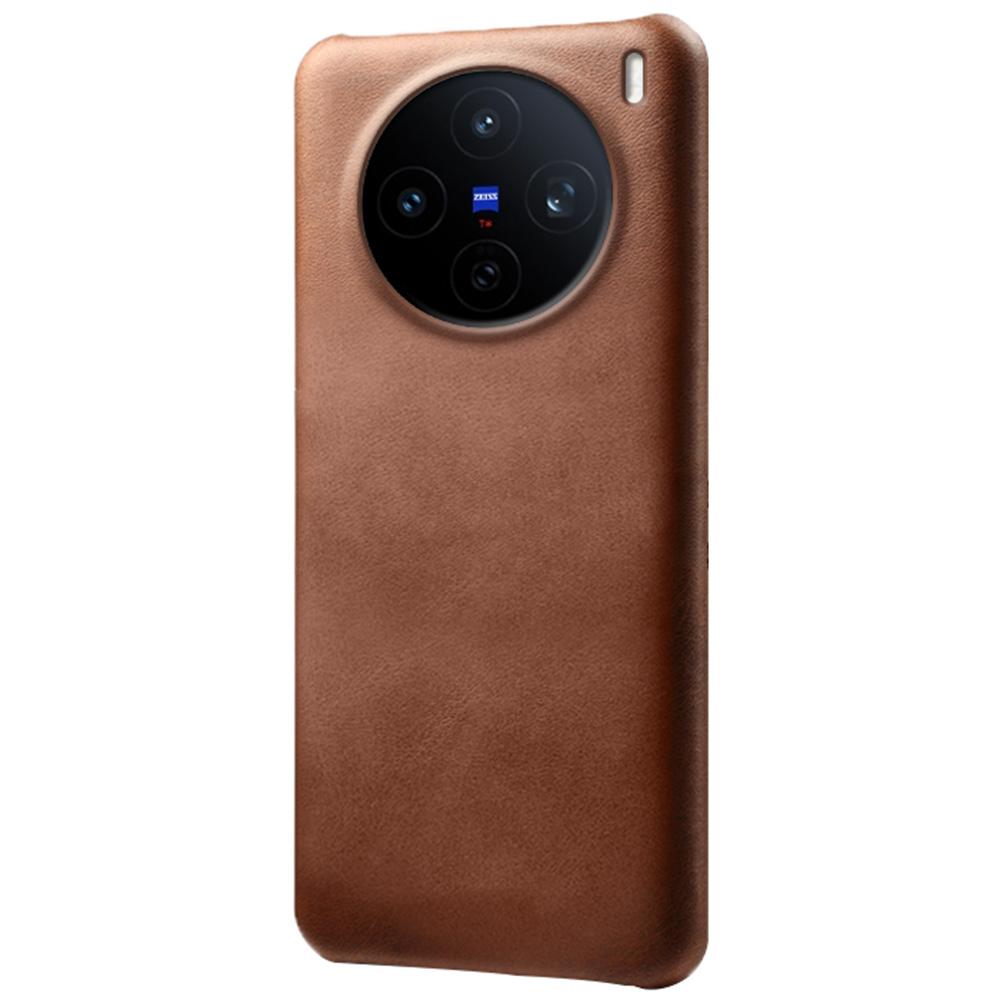 

For vivo X200s 5G Case Calf Texture PU Leather Hard PC Protective Phone Cover Brown