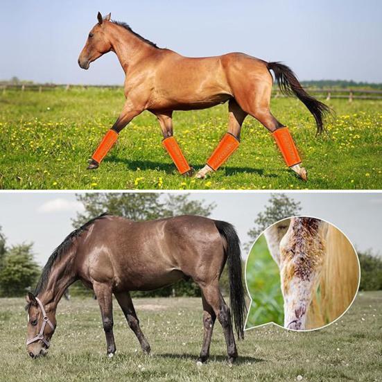 4Pcs Summer Horse Fly Boots Breathable Reduce Stomping Flies Bites Horse Mesh Leg Wrap Adjustable Horse Leg Leggings Guard Protective Cover Horse