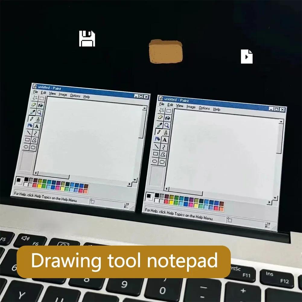 50 Sheets Vintage Computer Drawing Board Notepad Retro Style Memo Pad Square Paper for Creative Illustration and Design Pads