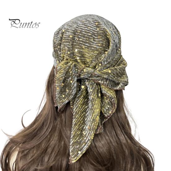 Sequin Headscarf Headscarf, Multi-Purpose Turban Headband Square Scarf, Adjustable Versatile Hair Scarf Strap Bohemian Style Head Wrap for Travel