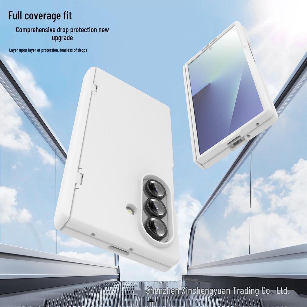 Funda plegable de eje medio para Samsung Z Fold7: Vidrio Templado Transparente, Protección Completa de la Bisagra