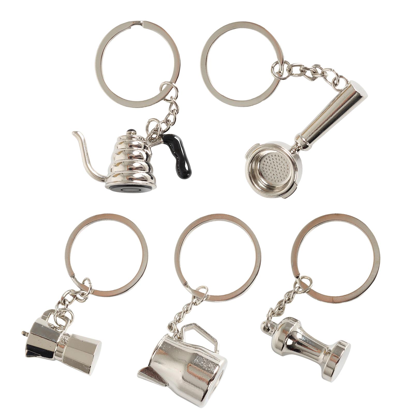 

5Pieces Espresso Portafilter Keychain Coffee Tool Designs Unique Coffee Accessory Perfect Coffee Machine Charm for Daily