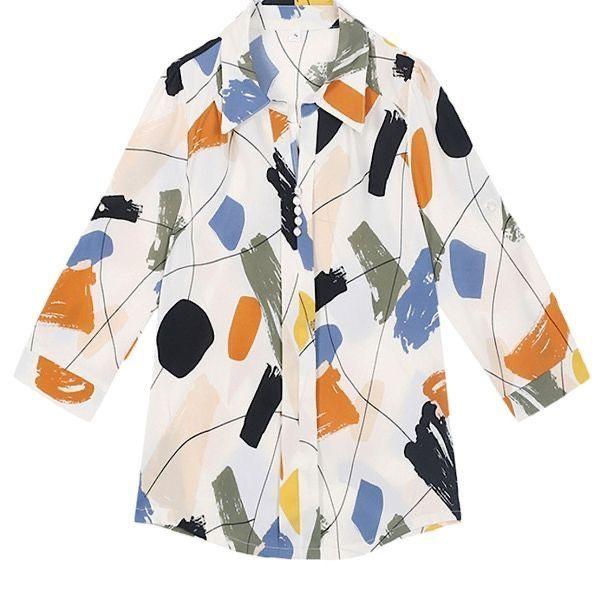 Women's Chiffon Shirt Summer Dress Fashionable Shirt Mid Sleeve Top Women's Small Shirt