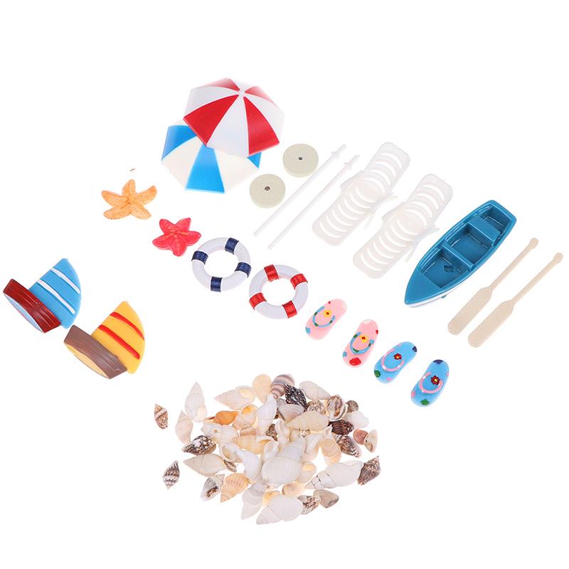 1:12 Dollhouse Miniature Deck Chair Beach Umbrella Boat Shell Kits Decoration