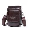 Men's Mobile Phone Bag Small Bag Mini Crossbody Bag Leather Mobile Phone Waist Bag with Belt Retro Cowhide 7-inch Bag