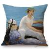 Edouard Manet World Famous Oil Painting Olympia Young Girls The Lunch Impressionism Sofa Pillow Case Gallery Art Cushion Cover