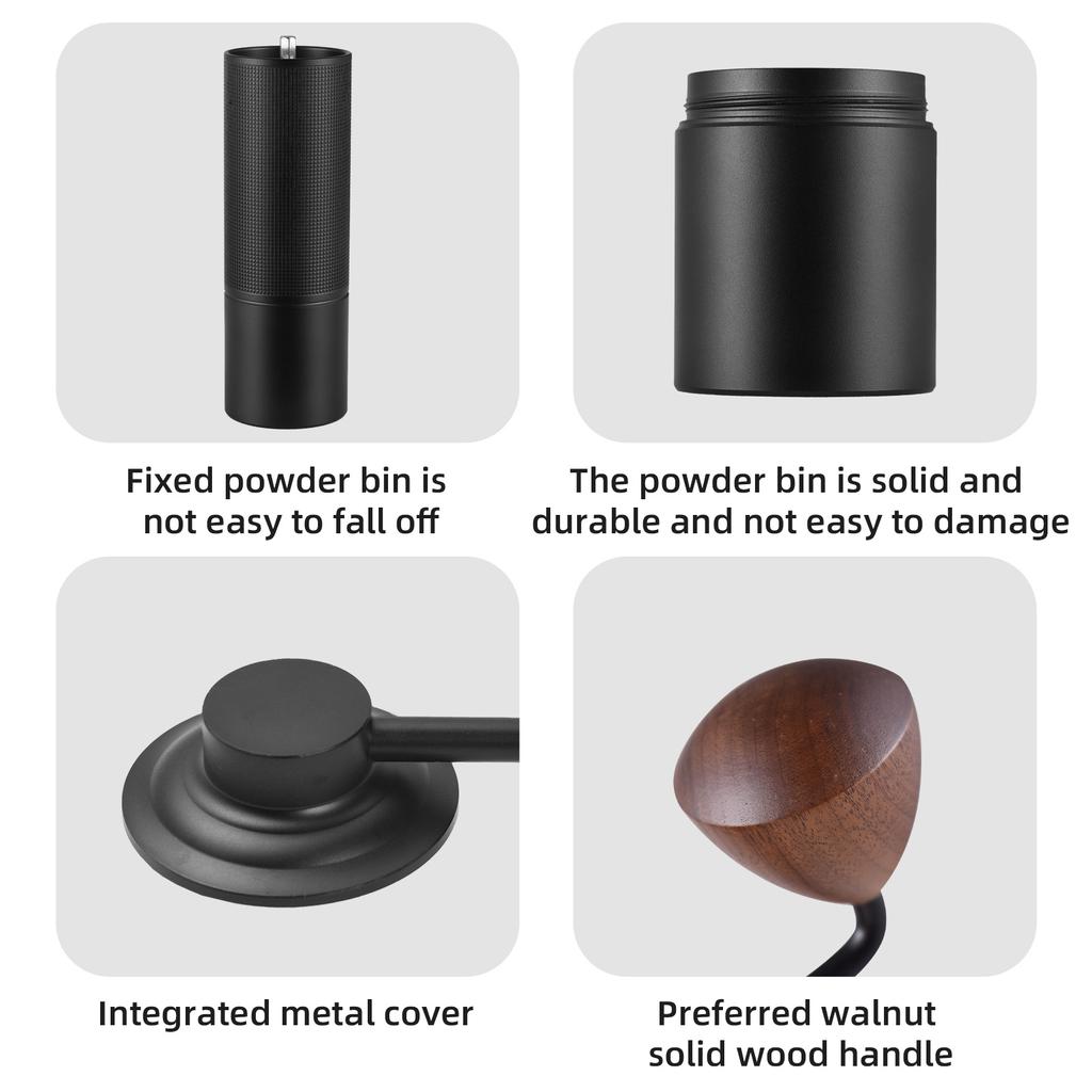 Manual Coffee Bean Grinder with Ergonomic Wood Crank 5 Core Conical Stainless Steel Burr 24 Gears