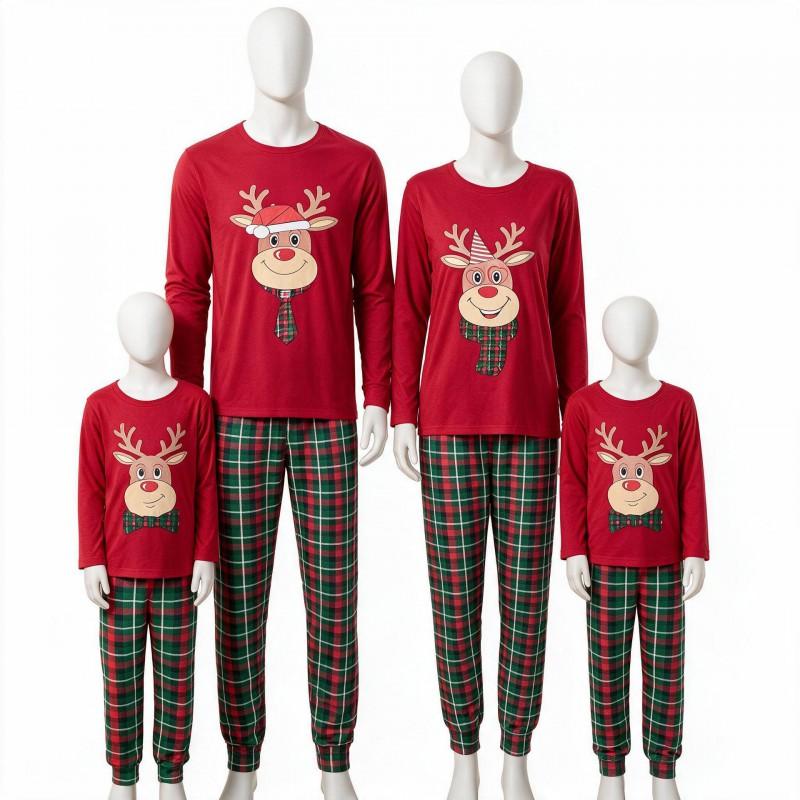 2026 Christmas Plaid Print Family Matching Pajamas Set Soft Home Loungewear