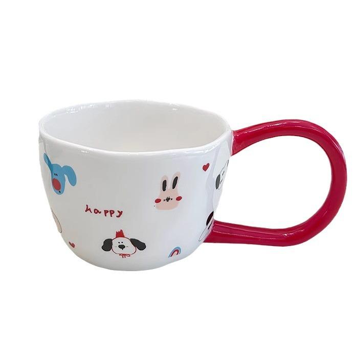 Hand Pinch Big Ear Mug Cartoon Puppy Ceramic Cup Creative Coffee Cup Color Box Couple Cup Gift
