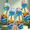 1PC Retro Sailboat Ocean Wave Print 750ml Color Plastic Sports Water Bottle Leakproof Flip Straw Lid Suitable for Sports Office Home Use