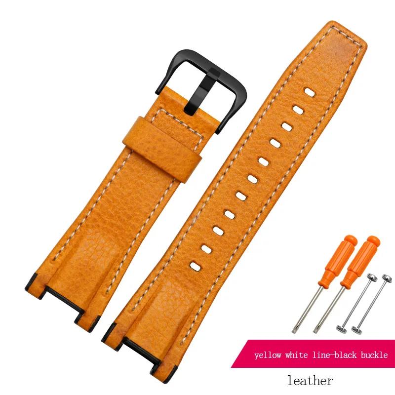 For G-SHOCK GST-W120L S130L S310 B100 Genuine Leather Nylon Canvas Watch Strap Black Brown Yellow Men Watchband