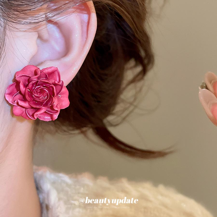 Wysokiej klasy trójwymiarowe kolczyki z żywicy kwiatowej - Eleganckie, wszechstronne, modne