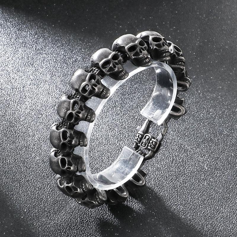 Hip Hop Stainless Steel Skull Heavy Bracelet Men s Gothic Shiny Big Skull Accessories 24mm Chunky Personalized Jewelry Gift 22cm