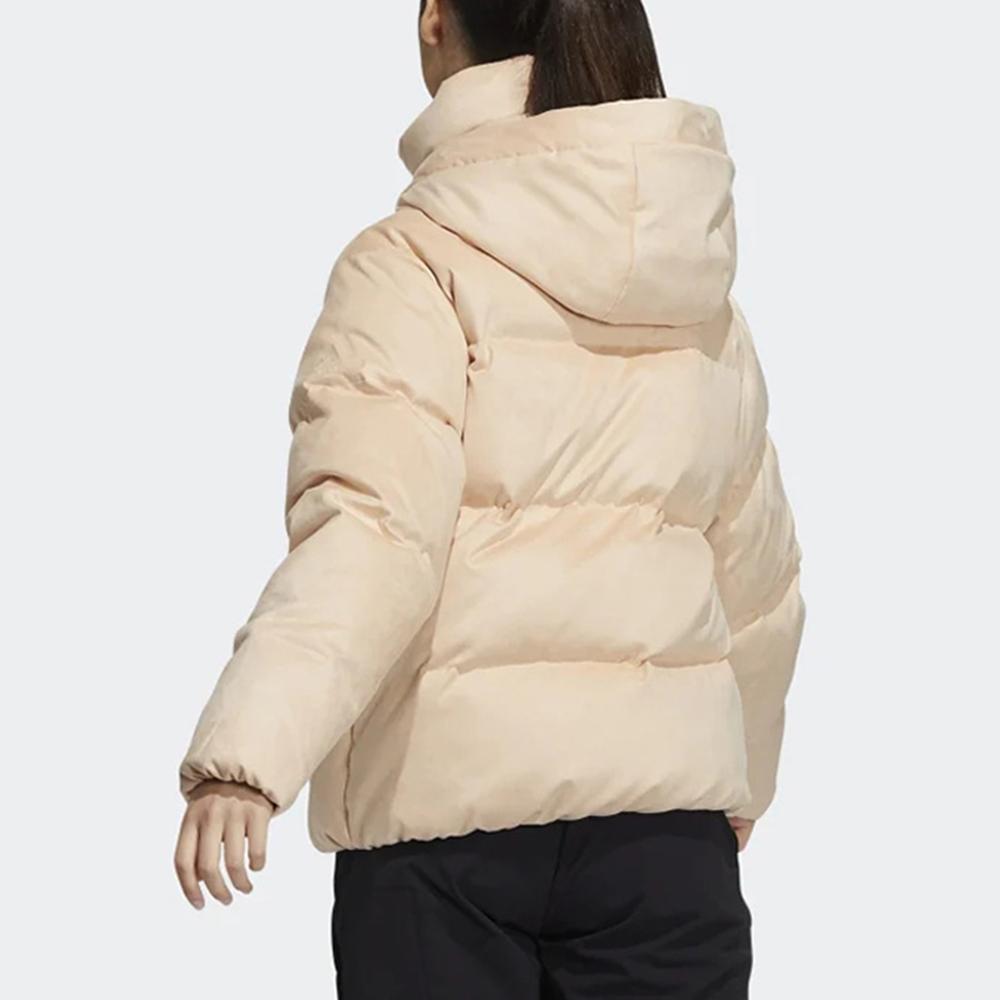 adidas Solid Color Casual Warm Hooded Down Jacket Winter Women Jacket Off-White H20808