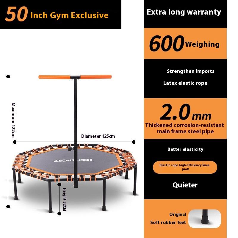 Indoor Trampoline Foldable with Handrails for Kids and Adults Fitness Weight Loss Outdoor Trampoline