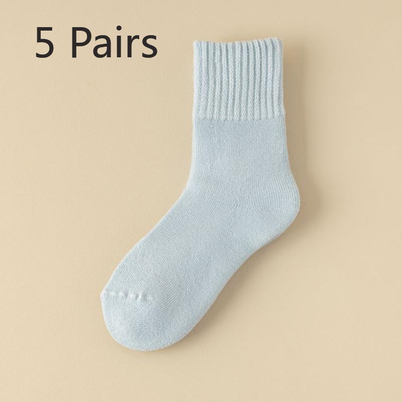 5 Pairs of Women's Autumn and Winter Fleece Thickened Warm Circle Wool Stockings