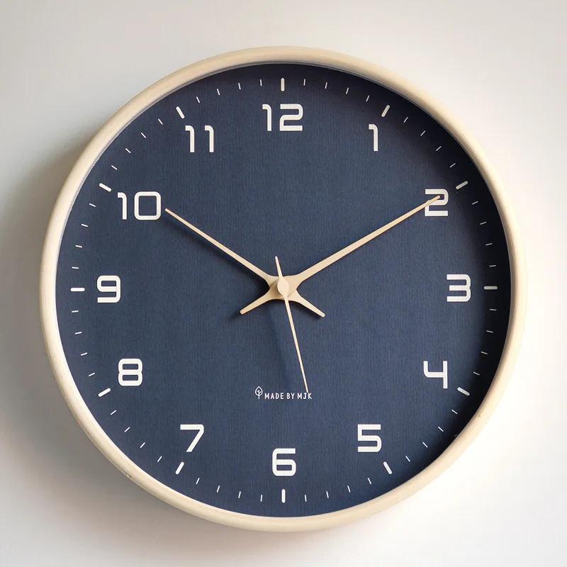 Nordic European Style Wooden Wall Clock Modern Design Nordic Minimalis Wood Mute Wall Clock Living Room Kitchen Home Decoration