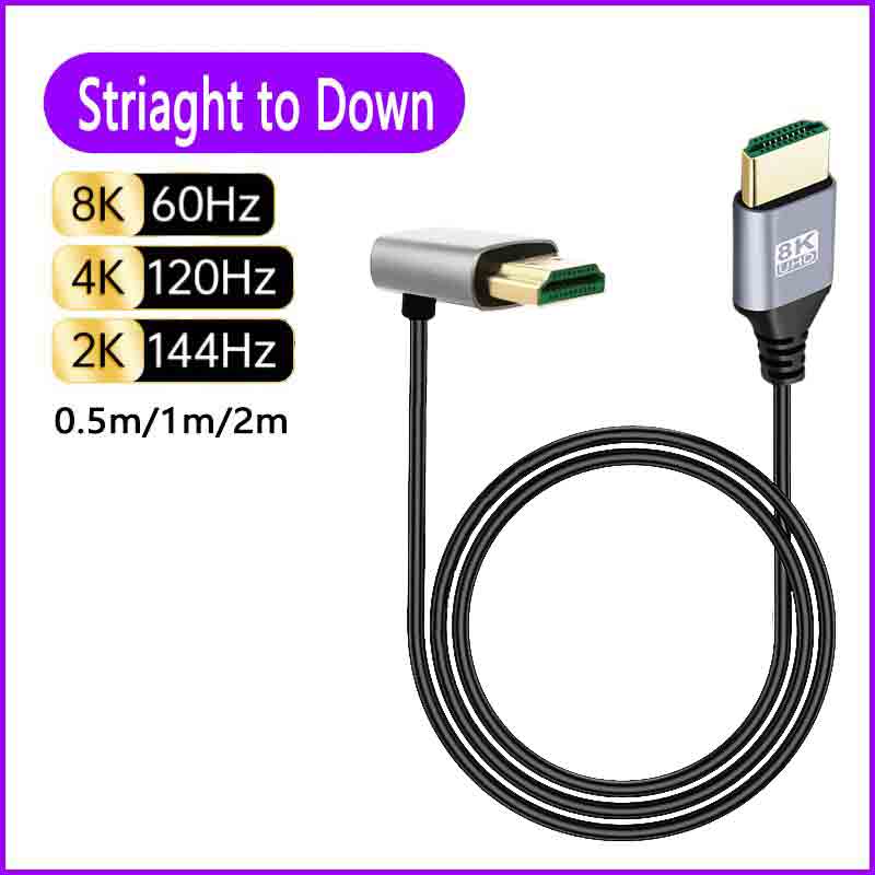 8K 90 Degree HDMI 2.1V Cable Cord 8K 60Hz 4K 120Hz 48Gbps EARC ARC HDCP Ultra High Speed HDR for HD TV Laptop Projector PS4 PS5