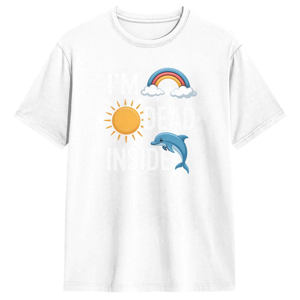 IM Dead Inside Cotton TShirt For Unisex Summer Y2K Basic TShirts Crew Neck Hippie Tee Shirt Big Size Custom Logo Clothes