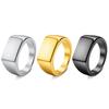 New Style Titanium Steel Rectangular Stamp Men's Ring - Trendy Hip Hop Design.