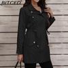BITCED Spring/Fall Slim-Fit Hooded Windbreaker Jacket for Women - Versatile Casual Top