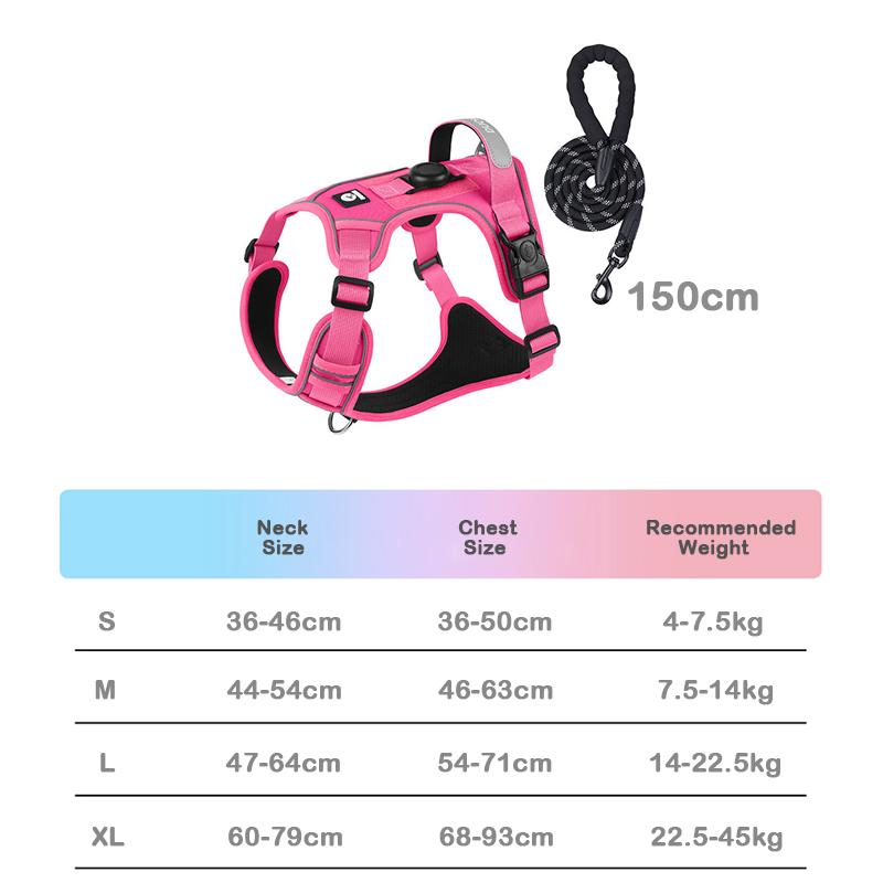 No-Pull Dog Harness for Large Dogs with GPS Tracker Slot Heavy Duty Reflective Adjustable Pet Vest Harness for Outdoor Walking