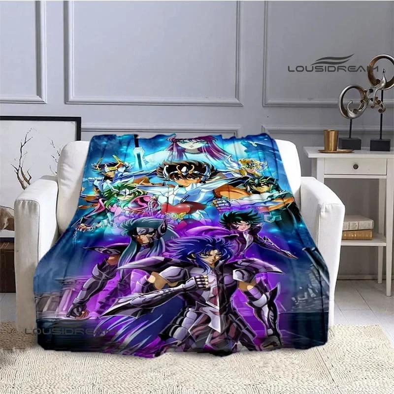 Knights of the Zodiac Cartoon Printed Throw Blanket Soft Flannel Warm Cozy Perfect for Home Travel Birthday Gift