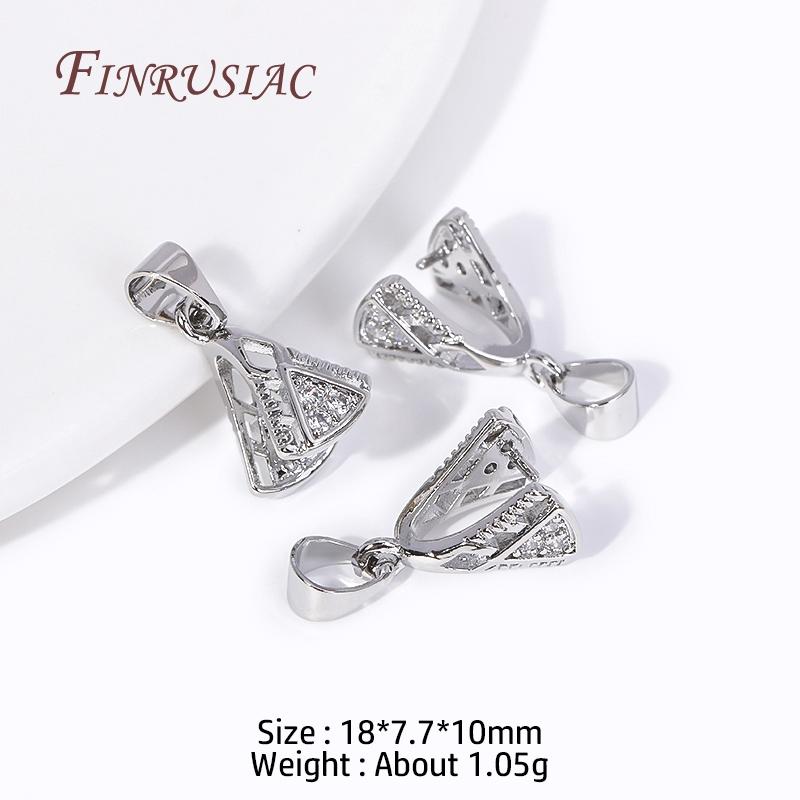 

18K Gold Plated Inlaid Zircon Pendant Pinch Clip Bails with Solder-On Pendant Bail For DIY Crystal Agate Jewelry Making Findings 2 Pieces