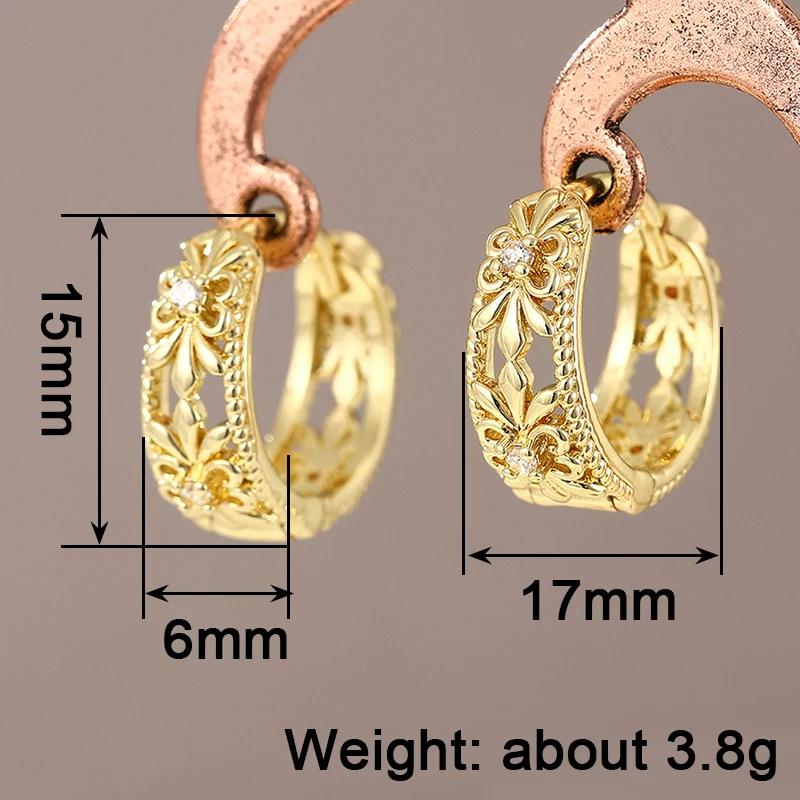 CAOSHI Chic Dainty Hoop Earrings Lady Delicate Hollow-out Design Accessories Bright Cubic Zirconia Jewelry for Everyday Wear