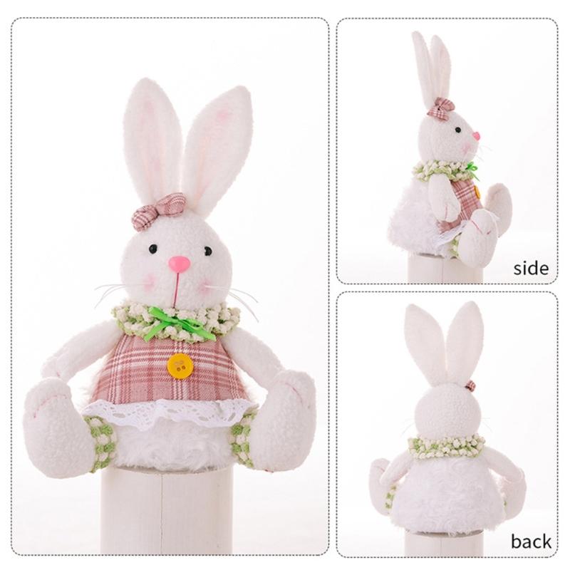 Easter LED Light Rabbit Doll Spring Easter Decorations for Car Rabbit Ornaments Kid Gift 2024 Holiday Party