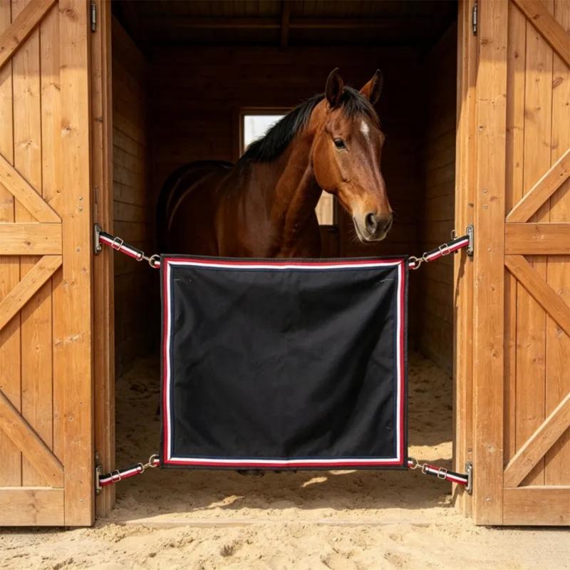 Barn Opening Guard Panel for Horse Stalls, Fabric Divider with Four Corner Tie and Metal Hardware for Daily Stable Coverage Use