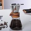 Transparent Glass Coffee Pot, Wood Chips Anti-scalding Hand Flushing, Coffee Sharing Pot with Scale