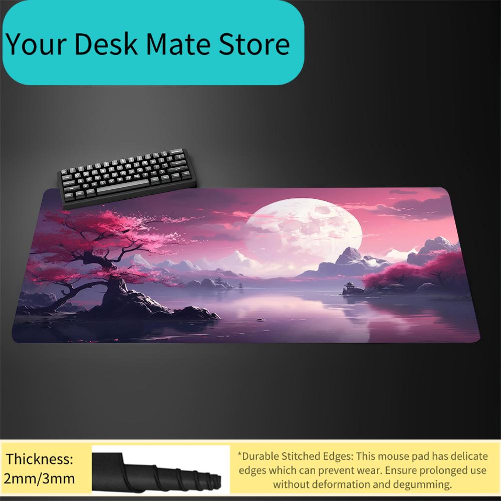Pink Sakura Mouse Pad XXL Pc Gaming Office Mats Japanese Style Large Bonslip Base Desk Mat Art Rugs Laptop Gamer Table Cushi