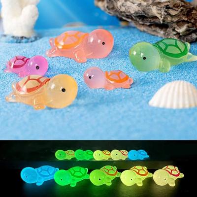 10Pcs Mini Luminous Turtle Home Decor Landscaping Resin Crafts Glowing Turtle Garden Fish Tank Miniatures Ornaments Decoration