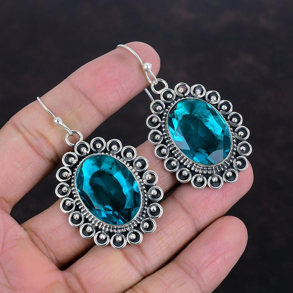 Cercei cu fațete indicolite Bijuterii lucrate manual Cercei cu pietre prețioase de calitate superioară Cercel din argint 925 Bijuterii delicate cu indicolite Cadouri pentru ea