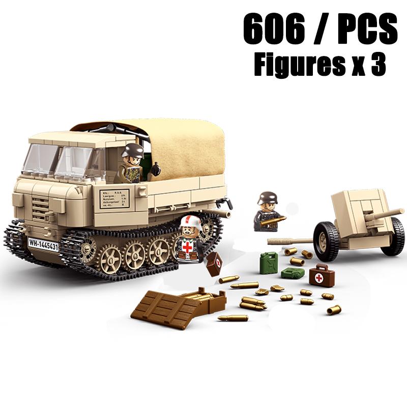 

Немецкая армия WW2 RSO/01 гусеничный трактор и 37-мм противотанковая пушка Pak35/36 классическая модель военного оружия строительные блоки кирпичи игрушка подарок