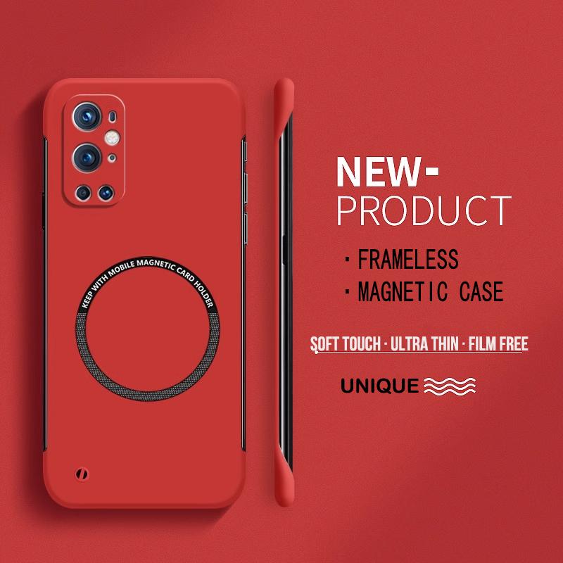 

Ультратонкий жесткий магнитный чехол для телефона из поликарбоната без рамки для Oneplus 9R 8 9 Pro 8T защитный матовый цветной сплошной чехол Oneplus 8 Pro красный