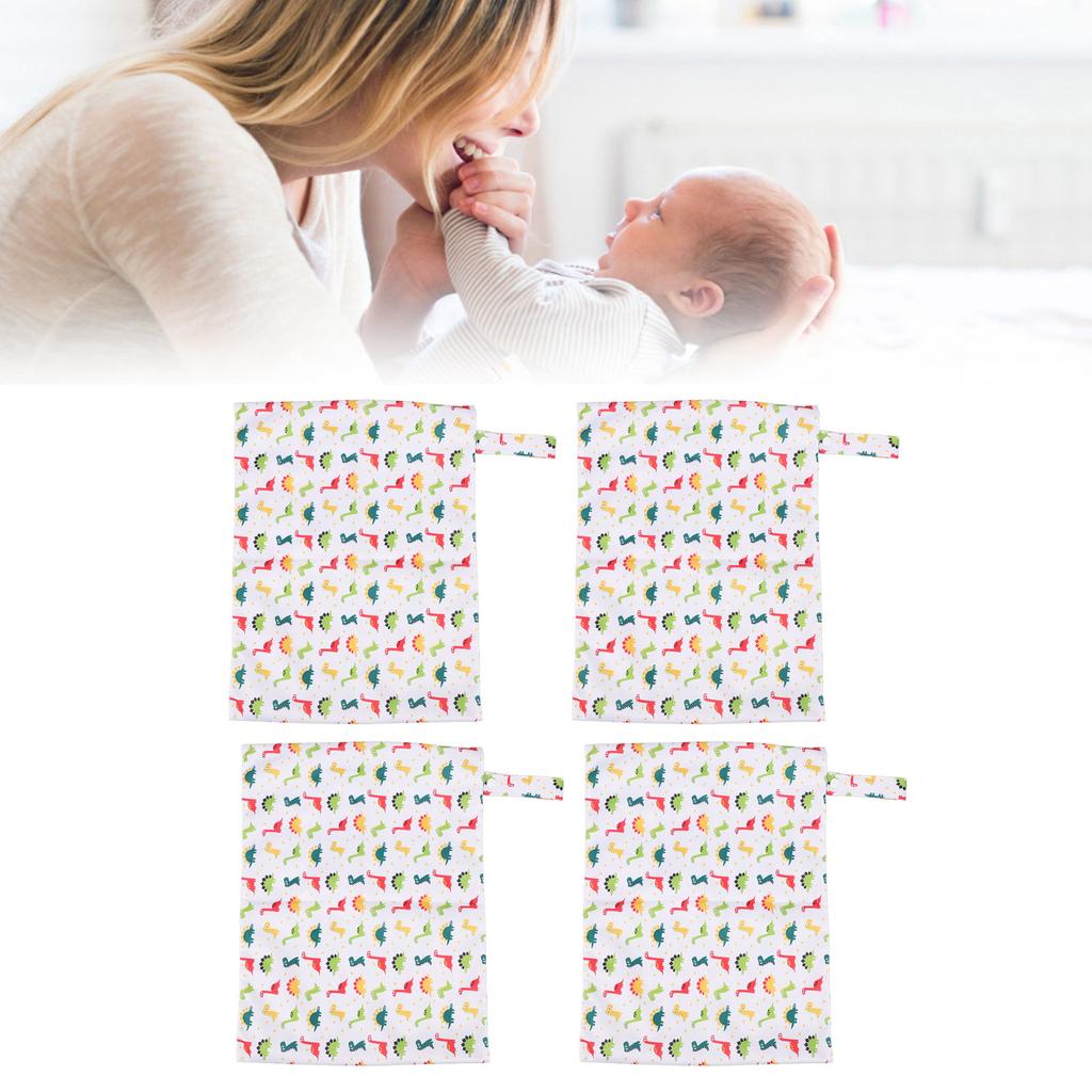 4Pcs Baby Stroller Hanging Bag Cotton Printed Waterproof Storage Portable with Single Zip 30x40cm