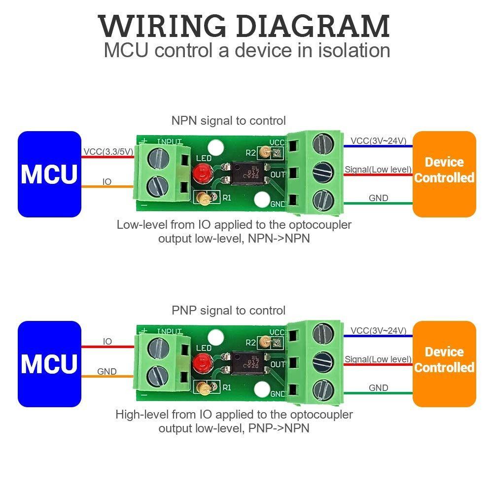 5 PCS EL817 Icstation  Optocoupler Isolation Module DC 12V PNP NPN Signal Converter  Test Current