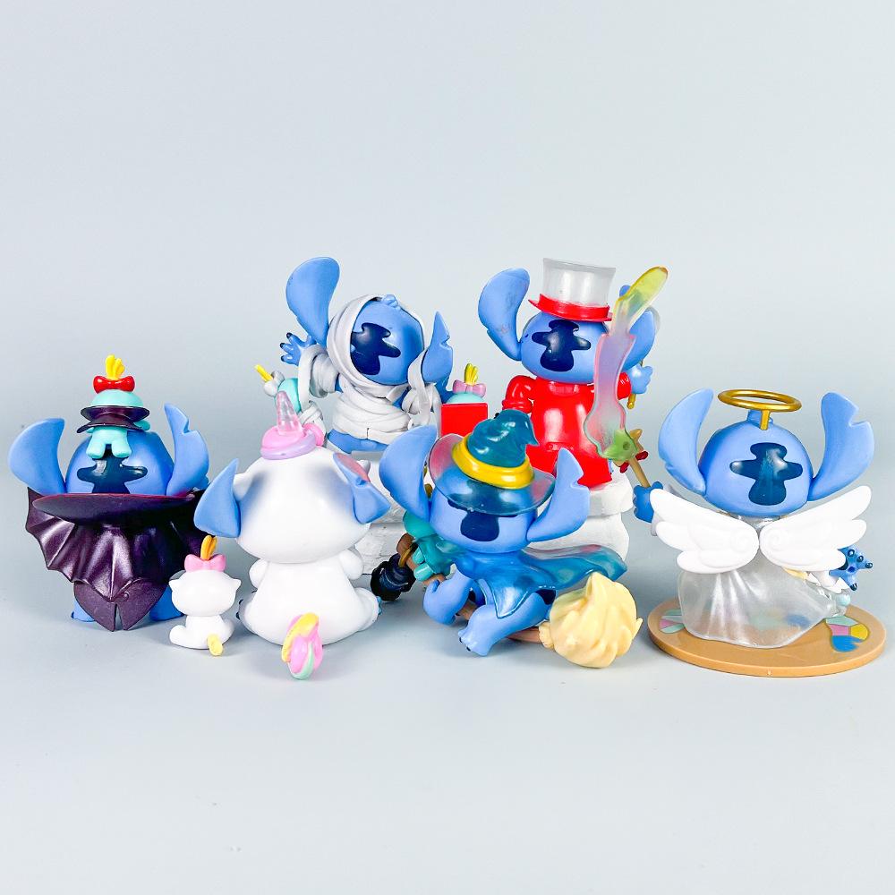 6Pcs Stitch Funny Diary Anime Figure Stich Dolls Toys Desktop Ornaments For Birthday Gifts