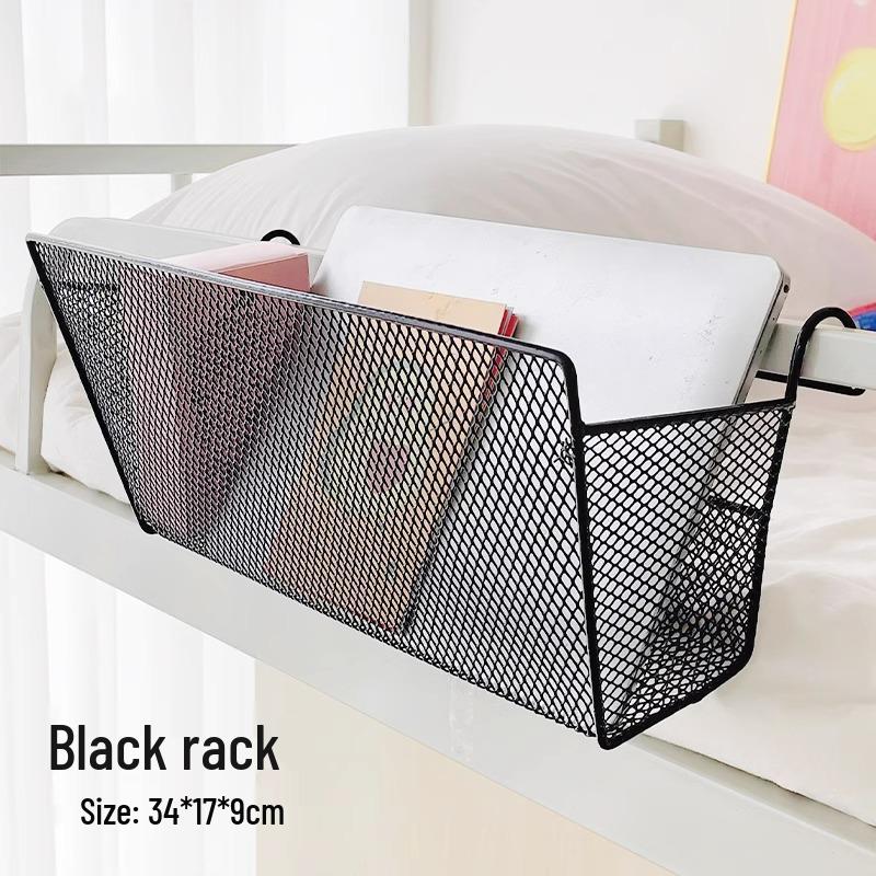 Hanging Bedside Storage Basket: Dormitory Bunk Organizer with Hooks