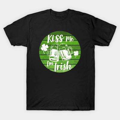 Asian Size Men Print T-shirt St Patricks Day No-Cut Heat Transfer Print Cotton Tshirt