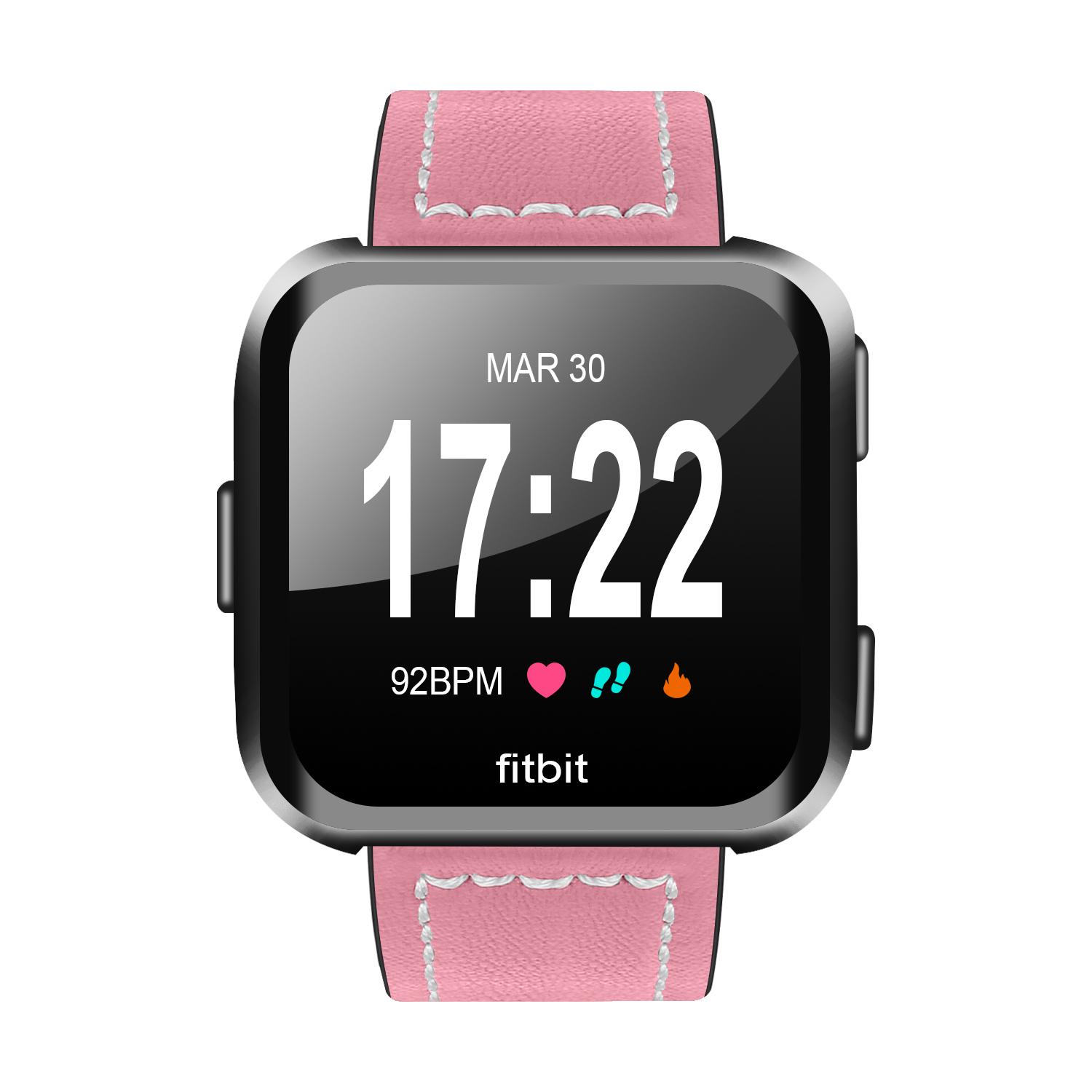 

Genuine Leather Wristwatch Band Strap for Fitbit Versa Pink