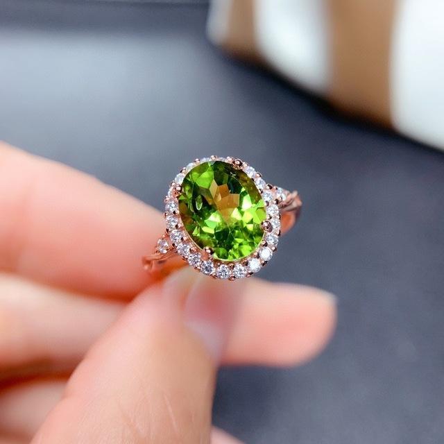 Diwenfu 14k Roségold Schmuck Grüner Topas Ring für Frauen Feine Anillos De Bizuteria Bague oder Jaune Eheringe Ring Schmuckschatulle