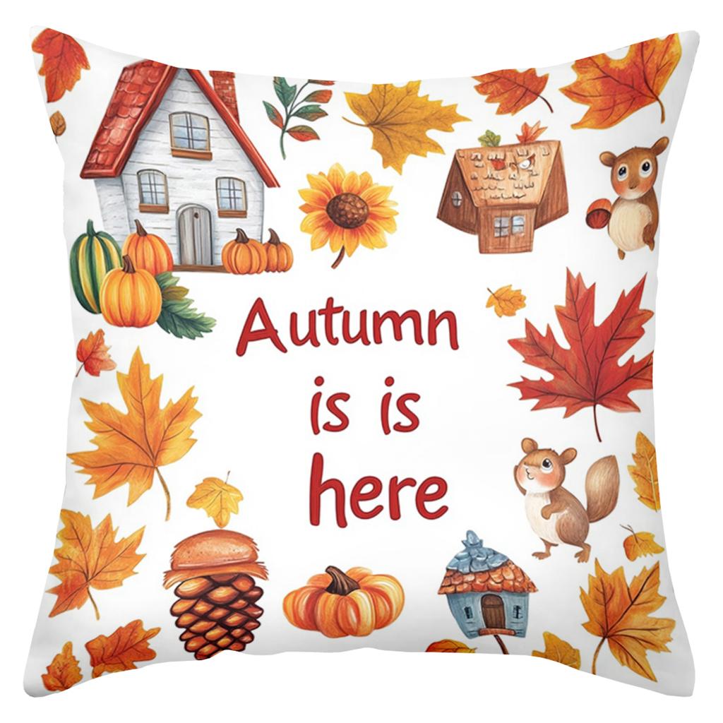 Autumn Themed Cushions With Fox Squirrel Pumpkin Polyester pillowcase, sofa decorative cushion cov Headboard Pillow