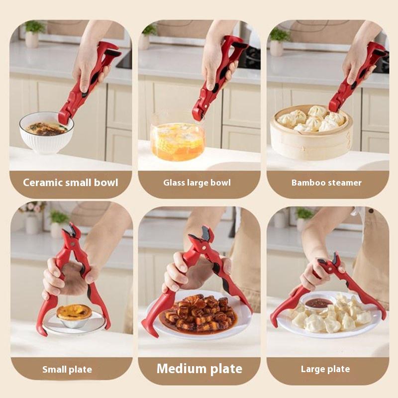 3-In-1 Anti Scalding Clip Tray Holder Bowl Holder Multifunctional Tray Holder Anti Slip Home Kitchen Silicone Anti Scalding Clip