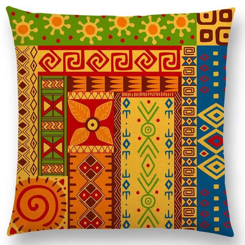 Newest African Animal Symbol Block Pillow Case Boho Geometric Floral Pattern Paisley Mandela Flowers Cushion Cover