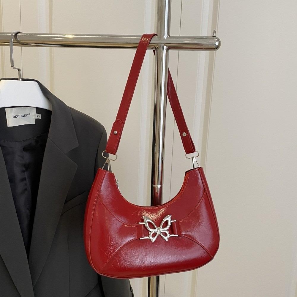 

Повседневная сумка-бабочка через плечо, корейская сумка-тоут на молнии, милые кожаные сумки-слинги, сумочка красный