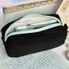 Simplicity Solid Color Pen Bag Zipper Design Large Capacity Pencil Case Portable Stationery Organizer Office Back To School